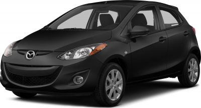Front angled view of compact hatchback highlighting grille and headlight design