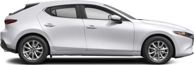 Side profile of silver hatchback with alloy wheels