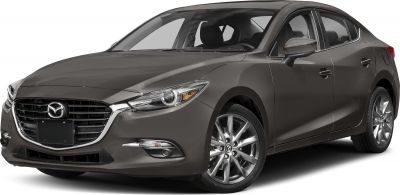 Front view of compact sedan with LED headlights and chrome grille
