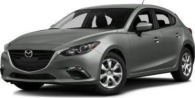 Front and side view of silver hatchback with distinct grille and headlights