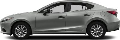 Side profile of a silver sedan with alloy wheels and sleek aerodynamic design