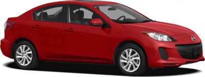 Red compact sedan side profile with alloy wheels and smooth design