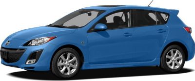 Blue hatchback with alloy wheels and aerodynamic side profile