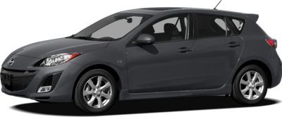 Side view of dark gray compact hatchback with sporty alloy wheels