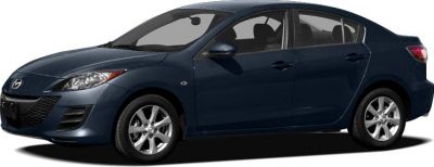 Front-side view of a blue four-door sedan with alloy wheels and aerodynamic design