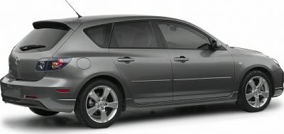 Sleek grey hatchback side and rear view with alloy wheels.