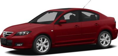Red mid-2000s sedan with sleek design and distinctive headlights