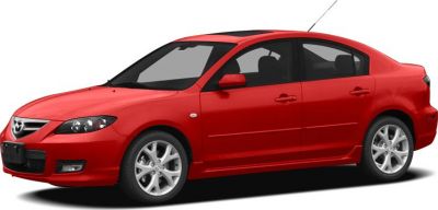 Red sedan side view with sunroof and alloy wheels