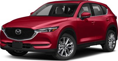 Red modern SUV front and side view with chrome grille and alloy wheels