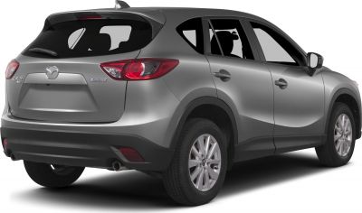 Rear-side view of SUV with tail lights and dual exhaust pipes