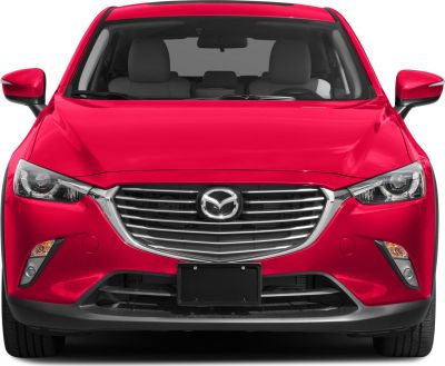 Front grille and headlights of a red compact SUV