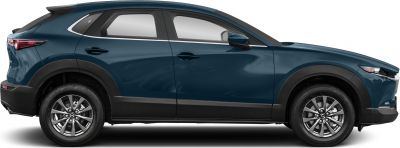 Side profile of compact SUV with alloy wheels and dark blue paint