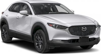 SUV front side view with distinctive grille and LED headlights