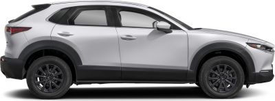 Side profile of modern SUV with black wheel arch trims and black alloy wheels