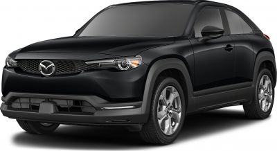 Front view of SUV with sleek grille and LED headlights
