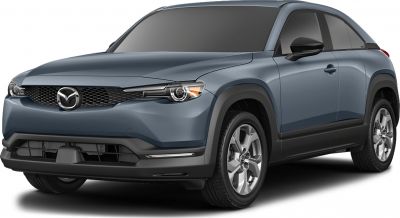 Front angle of compact SUV with LED headlights and sleek grille