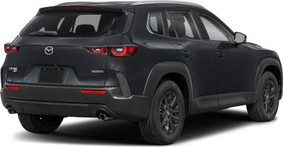 Rear view of SUV with tail lights, dual exhaust, and black alloy wheels