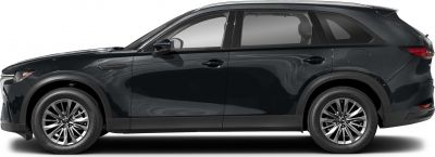 Side profile of a black SUV with alloy wheels and tinted windows