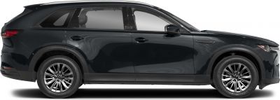 Side profile of a black SUV with prominent alloy wheels