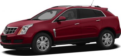 Side profile and front view of a red SUV with chrome trim and sharp headlights