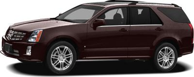Side profile of a maroon SUV with alloy wheels and roof rails