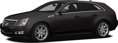 Sleek black station wagon with sharp front grille and alloy wheels