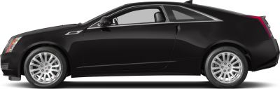 Sleek black two-door coupe with angular lines and silver alloy wheels side profile