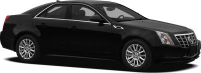 Side profile of a black, four-door sedan with alloy wheels and chrome trim