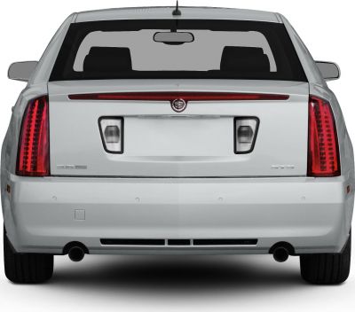 Rear view with vertical LED tail lights and Cadillac emblem
