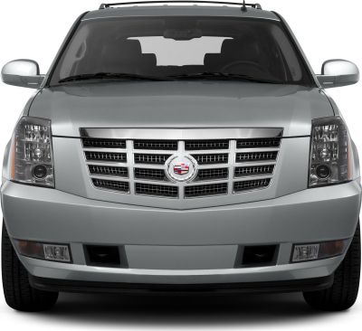Front grille and headlights with chrome accents and bumper of luxury SUV