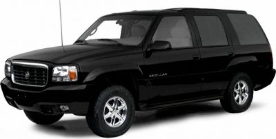 Black SUV with wide grille and chrome rims front side view