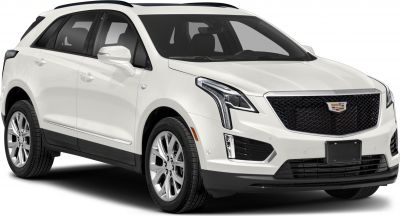 Front and side view of a modern white luxury SUV with LED headlights and smooth body lines
