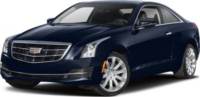 Front view of coupe with chrome grille and alloy wheels
