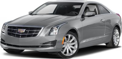 Front and side view of sleek silver coupe with distinct grille and modern headlights