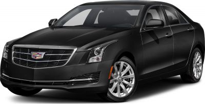 Front and side profile of a sleek black sedan with sharp headlights and chrome grille