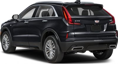 Sleek black SUV rear with vertical tail lights and dual rectangular exhaust tips