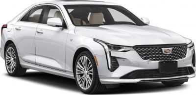White sedan front side view with modern grille and LED headlights