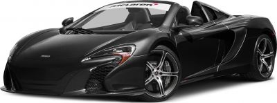 Convertible sports car with aerodynamic front and complex alloy wheels