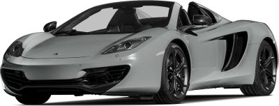 Front angle of sports convertible with sleek headlights and air intakes