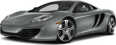 Silver sports coupe front-side view with aerodynamic shape and alloy wheels