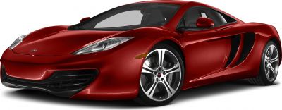 Aerodynamic red sports coupe with alloy wheels and side air intake