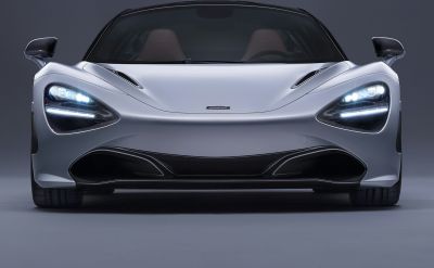 LED headlights and aerodynamic front fascia with carbon fiber accents