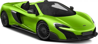 Convertible sports car with aerodynamic shapes and carbon fiber accents