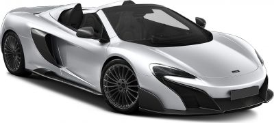 Silver convertible with aerodynamic design and carbon fiber elements