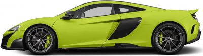 Side profile showing sleek sports coupe design and carbon fiber accents