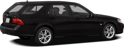 Black mid-size wagon rear side profile with alloy wheels and distinctive rear lights