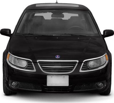 Front view showing grille, headlights, and fog lights of a black vehicle