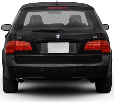 Rear view of station wagon with tail lights and rear windshield wiper