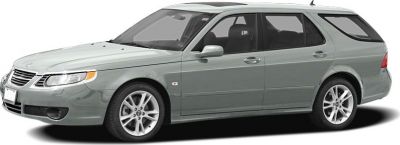 Front-side view of a station wagon with sporty alloy wheels and roof rails