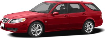 Red station wagon with alloy wheels and elongated sporty wagon profile